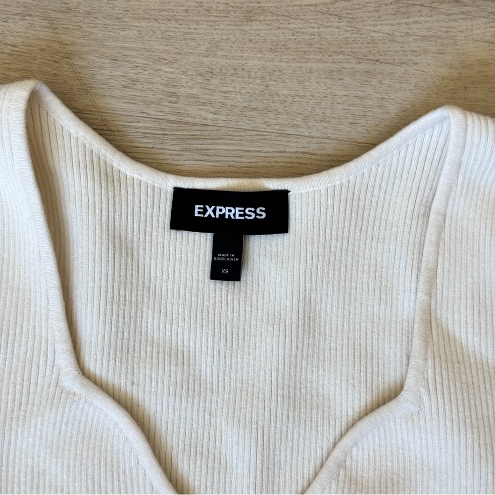 Express White Ribbed Top - Picture 3 of 4
